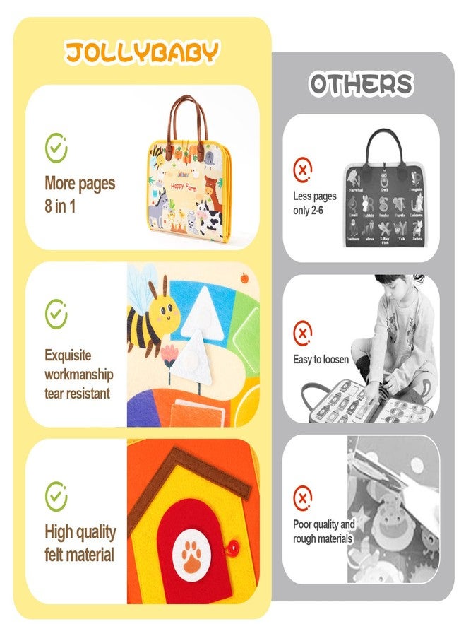 Jollybaby Montessori Activity Busy Book for Toddlers, Preschool Educational Learning Busy Board for 3 Year Old, Felt Quiet Book Birthday Gift - Farm - Image 4